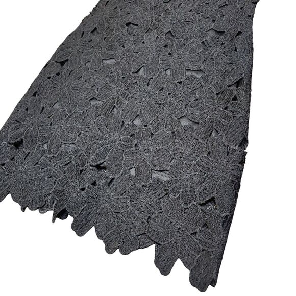 Japna Sheath Black Lace Dress Floral Embroidered Short Sleeveless Whimsigoth M - Picture 9 of 13
